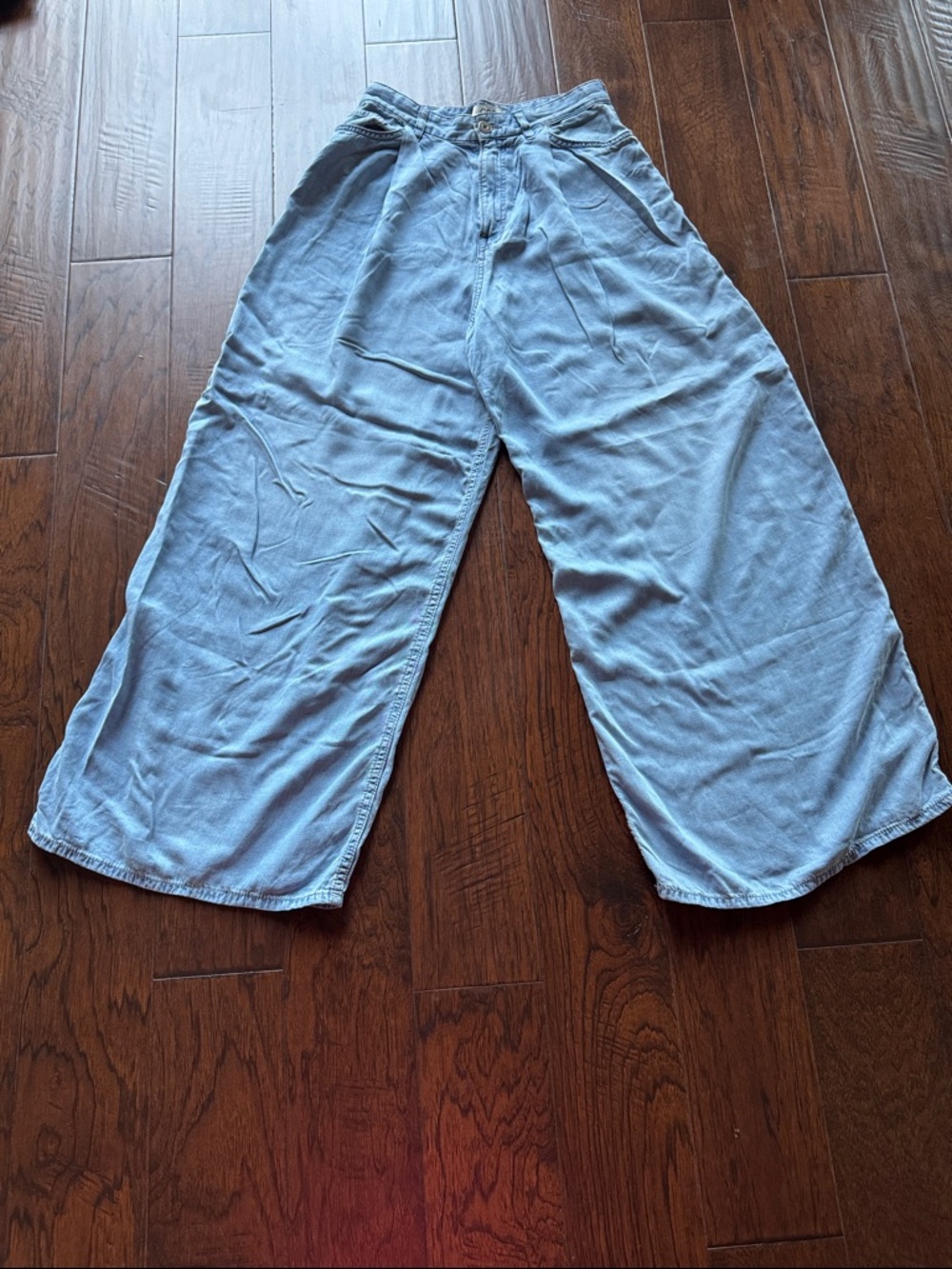 COS Light Blue Wide Leg Chambray Pants